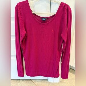 Ralph Lauren Sport Long Sleeve Tee Magenta XL preppy, casual, classic, luxury